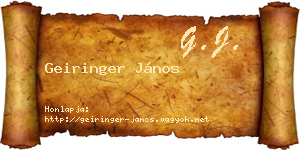 Geiringer János névjegykártya